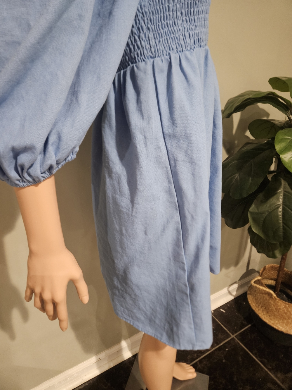 Tuckernuck Annie Smocked Mini Dress In Beaufort Blue. Size Med - Picture 16 of 16
